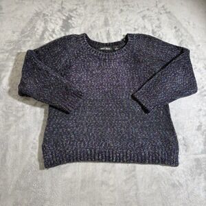 Wet Seal Sweater Medium Wool Blend Black Multicolor Metallic Knit Holiday